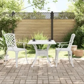 3-teiliger Bistrotisch und Stühle aus weißem Aluminiumguss von vidaXL, Gartensets - Ref: Foro24-3216347, Preis: 449,60 €, Rab...