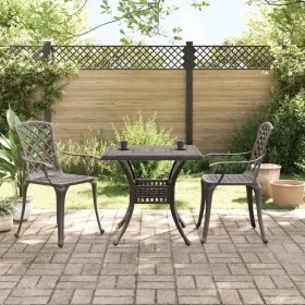 Bistro-Tisch und Stühle, 3-teilig, aus gegossenem Aluminium in Bronze. von vidaXL, Gartensets - Ref: Foro24-3216345, Preis: 4...