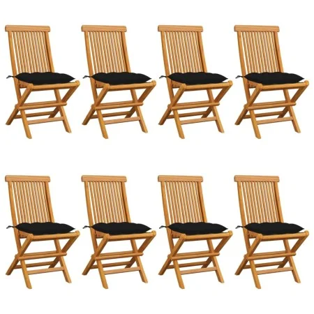 Garden chairs 8 units teak wood with black cushions by vidaXL, Garden chairs - Ref: Foro24-3072939, Price: 496,54 €, Discount: %