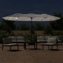 Doppelter Sonnenschirm mit sandweißen LED-Lichtern 449 x 245 cm von vidaXL, Sonnenschirme - Ref: Foro24-362953, Preis: 235,80...
