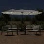 Double parasol with sand white LED lights 449x245 cm by vidaXL, Umbrellas - Ref: Foro24-362953, Price: 217,42 €, Discount: %