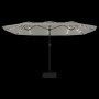 Double parasol with sand white LED lights 449x245 cm by vidaXL, Umbrellas - Ref: Foro24-362953, Price: 235,66 €, Discount: %