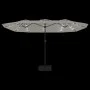 Double parasol with sand white LED lights 449x245 cm by vidaXL, Umbrellas - Ref: Foro24-362953, Price: 217,42 €, Discount: %