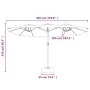 Double parasol with sand white LED lights 449x245 cm by vidaXL, Umbrellas - Ref: Foro24-362953, Price: 217,42 €, Discount: %
