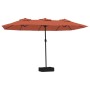 Double umbrella with terracotta LED lights 449x245 cm by vidaXL, Umbrellas - Ref: Foro24-362958, Price: 207,77 €, Discount: %