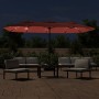 Double umbrella with terracotta LED lights 449x245 cm by vidaXL, Umbrellas - Ref: Foro24-362958, Price: 207,77 €, Discount: %