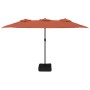 Double umbrella with terracotta LED lights 449x245 cm by vidaXL, Umbrellas - Ref: Foro24-362958, Price: 207,77 €, Discount: %