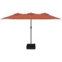 Double umbrella with terracotta LED lights 449x245 cm by vidaXL, Umbrellas - Ref: Foro24-362958, Price: 230,82 €, Discount: %