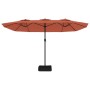 Double umbrella with terracotta LED lights 449x245 cm by vidaXL, Umbrellas - Ref: Foro24-362958, Price: 207,77 €, Discount: %