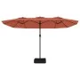 Double umbrella with terracotta LED lights 449x245 cm by vidaXL, Umbrellas - Ref: Foro24-362958, Price: 230,82 €, Discount: %