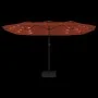 Double umbrella with terracotta LED lights 449x245 cm by vidaXL, Umbrellas - Ref: Foro24-362958, Price: 230,82 €, Discount: %