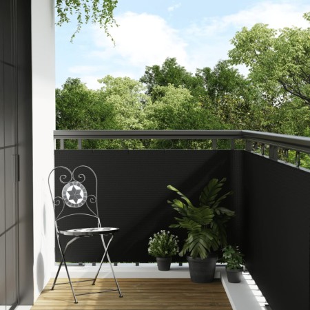 Schwarze Balkonmarkise aus synthetischem Rattan, 600 x 80 cm von vidaXL, Zaunpaneele - Ref: Foro24-156304, Preis: 60,23 €, Ra...