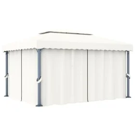 Gazebo with cream white aluminum curtain 4x3 m by vidaXL, Tents and gazebos - Ref: Foro24-3053375, Price: 509,97 €, Discount: %