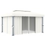 Cenador con cortina blanco crema aluminio 4x3 m