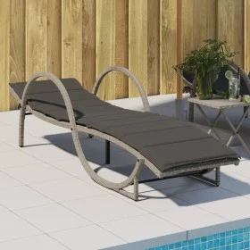 Sun lounger with light gray synthetic rattan cushion 60x199x42 cm by vidaXL, Loungers - Ref: Foro24-368262, Price: 162,39 €, ...