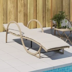 Lounger with beige synthetic rattan cushion 60x199x42 cm by vidaXL, Loungers - Ref: Foro24-368260, Price: 140,72 €, Discount: %