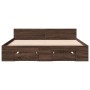 Oak brown engineered wood bed with drawers 120x200 cm by vidaXL, Beds and slatted bases - Ref: Foro24-3280761, Price: 163,53 ...