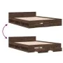 Oak brown engineered wood bed with drawers 120x200 cm by vidaXL, Beds and slatted bases - Ref: Foro24-3280761, Price: 161,40 ...