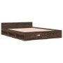 Cama con cajones madera de ingeniería marrón roble 135x190 cm de vidaXL, Camas y somieres - Ref: Foro24-3280775, Precio: 168,...