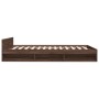 Oak brown engineered wood bed with drawers 135x190 cm by vidaXL, Beds and slatted bases - Ref: Foro24-3280775, Price: 171,22 ...
