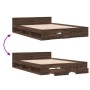 Oak brown engineered wood bed with drawers 135x190 cm by vidaXL, Beds and slatted bases - Ref: Foro24-3280775, Price: 171,22 ...