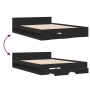 Cama con cajones madera de ingeniería negro 120x190 cm de vidaXL, Camas y somieres - Ref: Foro24-3280777, Precio: 156,43 €, D...