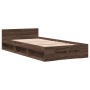 Eichenbraunes Holzwerkstoffbett mit Schublade 100x200 cm von vidaXL, Betten und Lattenroste - Ref: Foro24-3280796, Preis: 138...