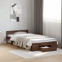Eichenbraunes Holzwerkstoffbett mit Schublade 100x200 cm von vidaXL, Betten und Lattenroste - Ref: Foro24-3280796, Preis: 138...