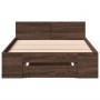 Oak brown engineered wood bed with drawer 100x200 cm by vidaXL, Beds and slatted bases - Ref: Foro24-3280796, Price: 138,09 €...