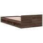 Oak brown engineered wood bed with drawer 100x200 cm by vidaXL, Beds and slatted bases - Ref: Foro24-3280796, Price: 137,01 €...
