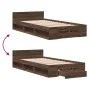 Oak brown engineered wood bed with drawer 100x200 cm by vidaXL, Beds and slatted bases - Ref: Foro24-3280796, Price: 137,01 €...