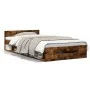 Smoked oak engineered wood bed with drawer 100x200 cm by vidaXL, Beds and slatted bases - Ref: Foro24-3280794, Price: 132,48 ...