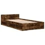 Smoked oak engineered wood bed with drawer 100x200 cm by vidaXL, Beds and slatted bases - Ref: Foro24-3280794, Price: 132,48 ...