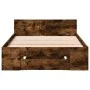 Smoked oak engineered wood bed with drawer 100x200 cm by vidaXL, Beds and slatted bases - Ref: Foro24-3280794, Price: 132,48 ...