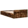 Smoked oak engineered wood bed with drawer 100x200 cm by vidaXL, Beds and slatted bases - Ref: Foro24-3280794, Price: 132,48 ...