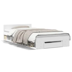 White engineered wood bed with drawer 75x190 cm by vidaXL, Beds and slatted bases - Ref: Foro24-3280804, Price: 120,25 €, Dis...