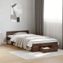 Cama con cajón madera de ingeniería marrón roble 75x190 cm de vidaXL, Camas y somieres - Ref: Foro24-3280810, Precio: 121,07 €