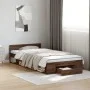 Oak brown engineered wood bed with drawer 75x190 cm by vidaXL, Beds and slatted bases - Ref: Foro24-3280810, Price: 119,71 €,...