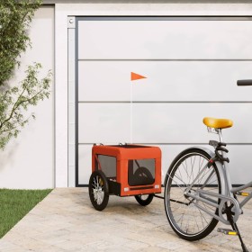 Remolque de bicicleta mascotas hierro tela Oxford naranja negro