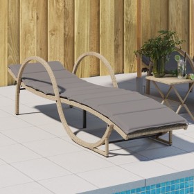 Lounger with beige synthetic rattan cushion 60x199x42 cm by vidaXL, Loungers - Ref: Foro24-368261, Price: 142,91 €, Discount: %
