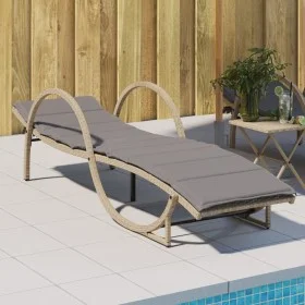Lounger with beige synthetic rattan cushion 60x199x42 cm by vidaXL, Loungers - Ref: Foro24-368261, Price: 140,72 €, Discount: %