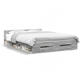Sonoma gray engineered wood bed with drawers 120x200 cm by vidaXL, Beds and slatted bases - Ref: Foro24-3280760, Price: 168,8...