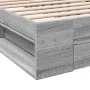Sonoma-graues Holzwerkstoffbett mit Schublade 100x200 cm von vidaXL, Betten und Lattenroste - Ref: Foro24-3280795, Preis: 135...