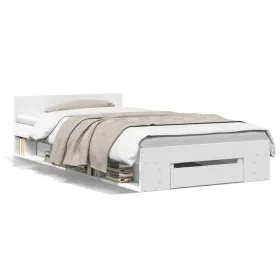 White engineered wood bed with drawer 90x200 cm by vidaXL, Beds and slatted bases - Ref: Foro24-3280797, Price: 133,29 €, Dis...