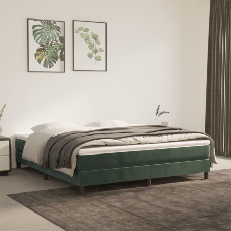 Estructura cama sin colchón terciopelo verde oscuro 160x200 cm