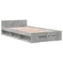 Concrete gray engineered wood bed with drawer 75x190 cm by vidaXL, Beds and slatted bases - Ref: Foro24-3280807, Price: 114,8...