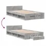 Concrete gray engineered wood bed with drawer 75x190 cm by vidaXL, Beds and slatted bases - Ref: Foro24-3280807, Price: 114,8...
