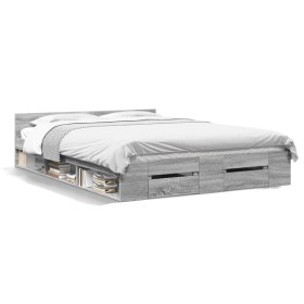Sonoma gray engineered wood bed with drawers 120x190 cm by vidaXL, Beds and slatted bases - Ref: Foro24-3280781, Price: 155,6...