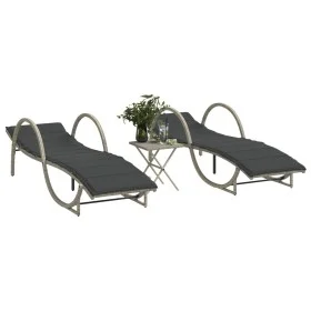 Liegestühle mit Tisch 2 Stück in hellem grauen Kunststoff-Rattan von vidaXL, Liegen - Ref: Foro24-368268, Preis: 267,75 €, Ra...