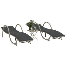 Tumbonas con mesita 2 unidades ratán sintético gris claro by vidaXL, Loungers - Ref: Foro24-368268, Price: 271,89 €, Discount: %